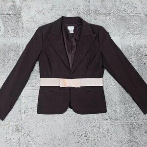 Entsou Women Blazer Brown Long Sleeve Coat Jacket Size M